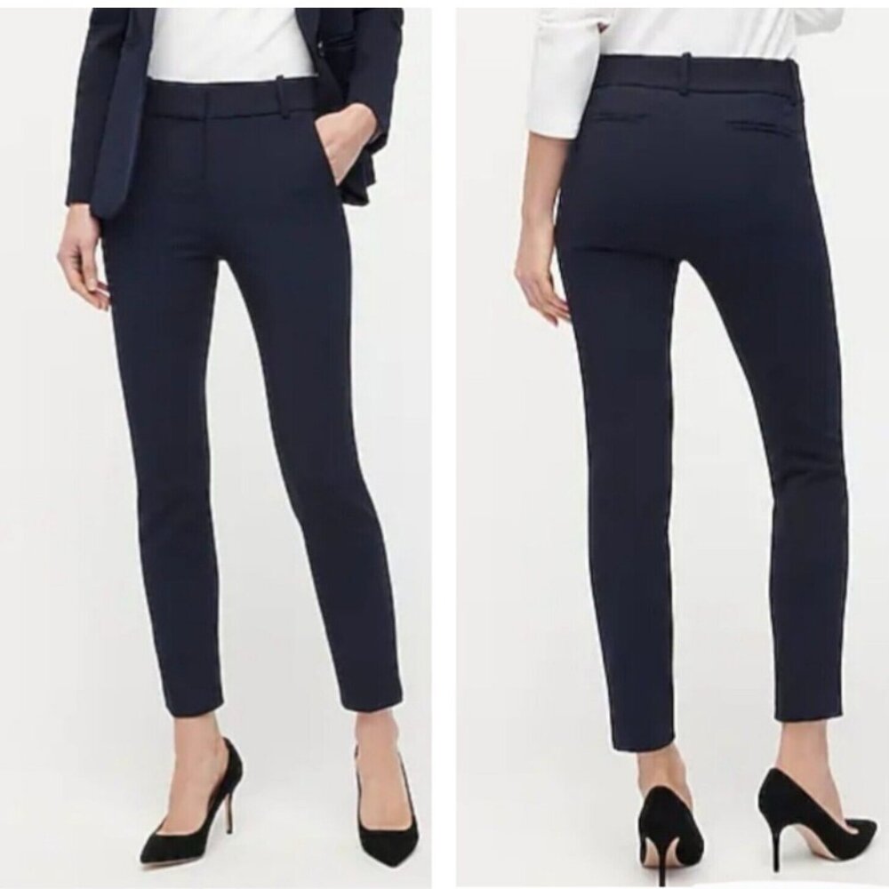 J. Crew 365 Cameron Slim Crop Pant Italian Stretch Navy Blue Career NEW Size 12